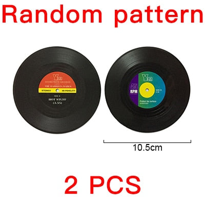 2 4 6 PCS Environmental Plastic Vinyl Record Table Placemats Simple and Creative Mug Coaster Heat-resistant Cup Coasters AKUHOME