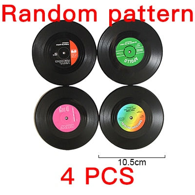 2 4 6 PCS Environmental Plastic Vinyl Record Table Placemats Simple and Creative Mug Coaster Heat-resistant Cup Coasters AKUHOME