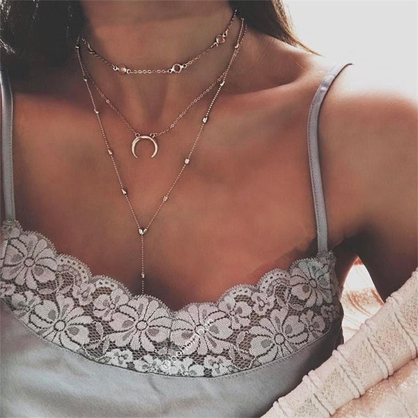 Vintage Carved Coin Necklace For Women Fashion Gold Color Medallion Necklace Multiple Layers Pendant Long Necklaces Boho Jewelry
