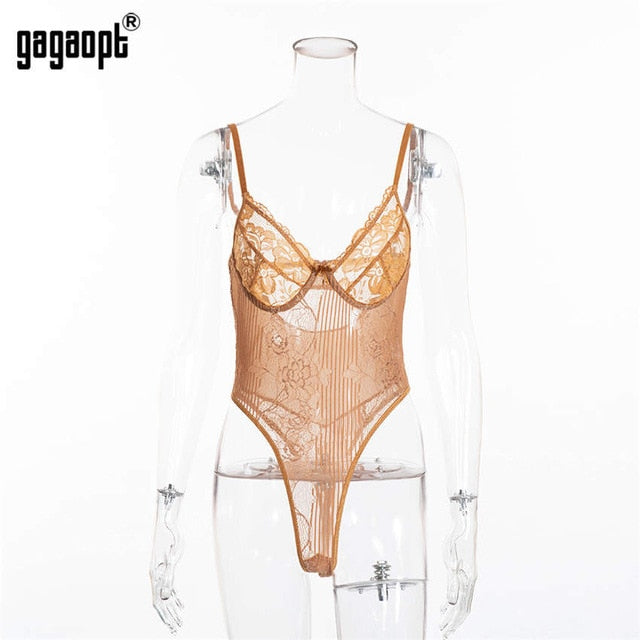 Gagaopt 2019 Spring 12 Colors Lace Bodysuit Women Floral Embroidery Bow Tie Hollow Out Sexy Bodysuit Jumpsuit Overalls Party