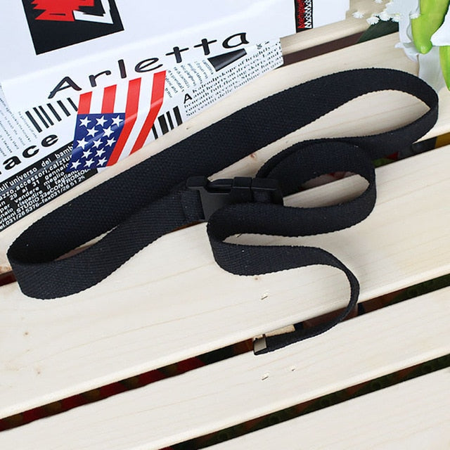 Fashion Black Canvas Belt for Women Casual Female Waist Belts with Plastic Buckle Harajuku Solid Color Long Belts ceinture femme