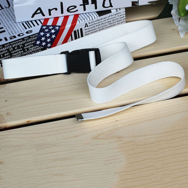 Fashion Black Canvas Belt for Women Casual Female Waist Belts with Plastic Buckle Harajuku Solid Color Long Belts ceinture femme