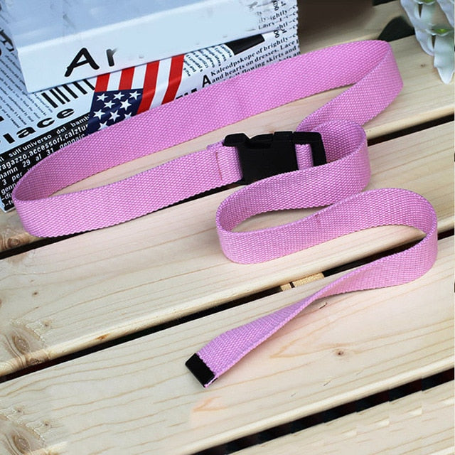 Fashion Black Canvas Belt for Women Casual Female Waist Belts with Plastic Buckle Harajuku Solid Color Long Belts ceinture femme
