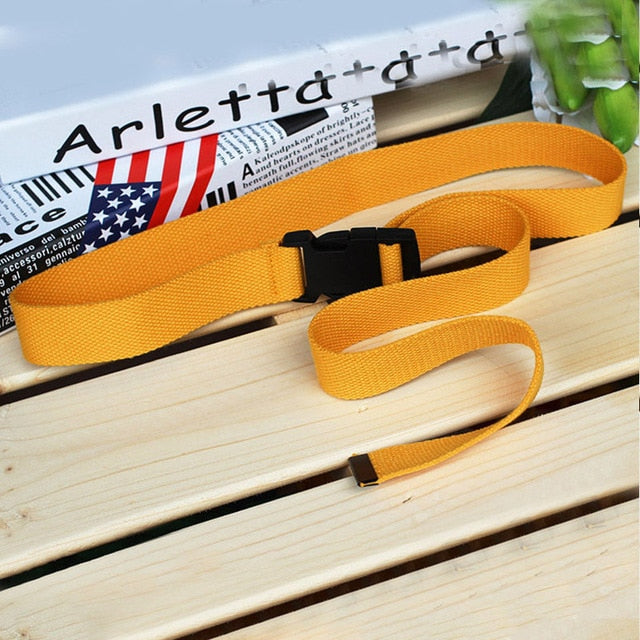 Fashion Black Canvas Belt for Women Casual Female Waist Belts with Plastic Buckle Harajuku Solid Color Long Belts ceinture femme