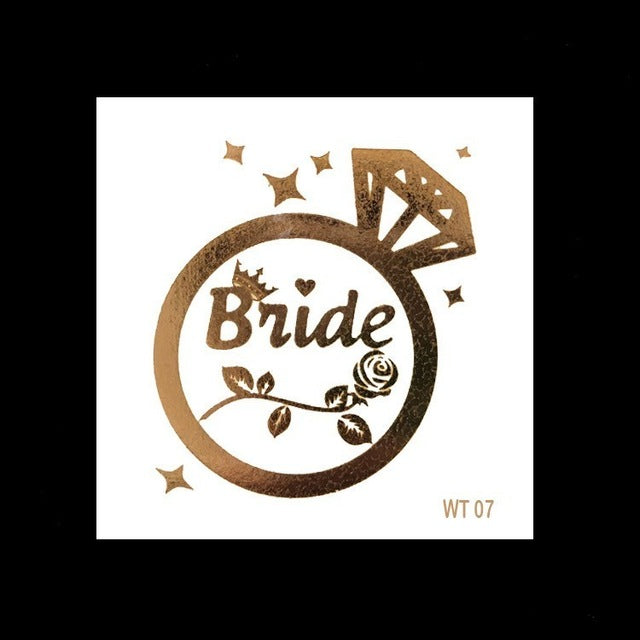 10pc Bride Bridesmaid Bachelorette Party Hen Night Team Bride Tattoo Golden Sticker Bride To Be Wedding Decoration Supplies Cup