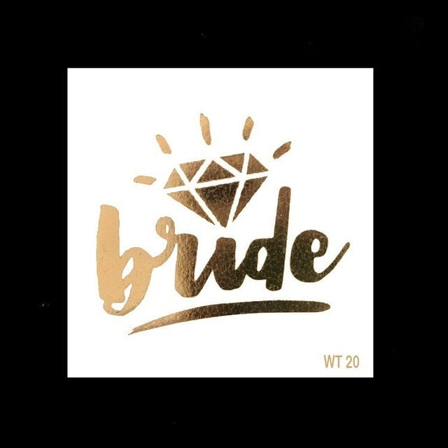 10pc Bride Bridesmaid Bachelorette Party Hen Night Team Bride Tattoo Golden Sticker Bride To Be Wedding Decoration Supplies Cup