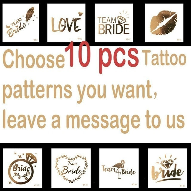 10pc Bride Bridesmaid Bachelorette Party Hen Night Team Bride Tattoo Golden Sticker Bride To Be Wedding Decoration Supplies Cup