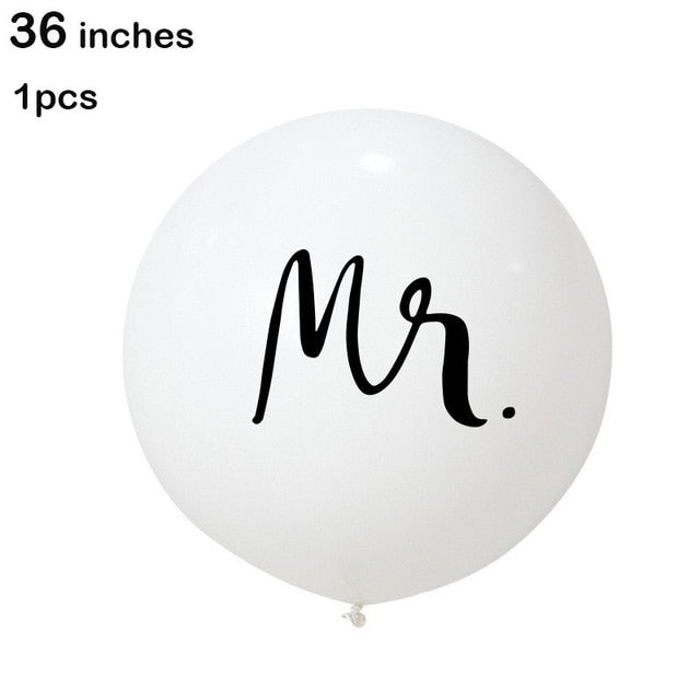 36Inch12inch White Latex Balloon MR MRS Married Love Heart Letter Printed Wedding Balloons Party Decoration Supplies Bride Groom