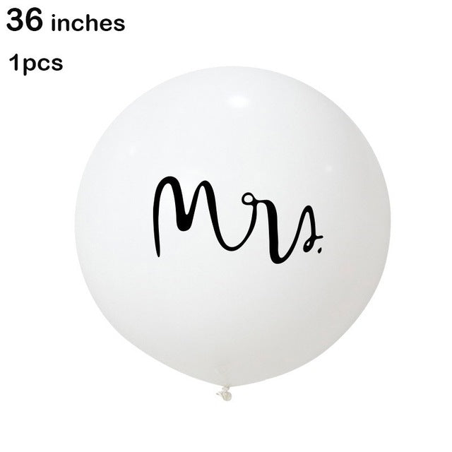 36Inch12inch White Latex Balloon MR MRS Married Love Heart Letter Printed Wedding Balloons Party Decoration Supplies Bride Groom