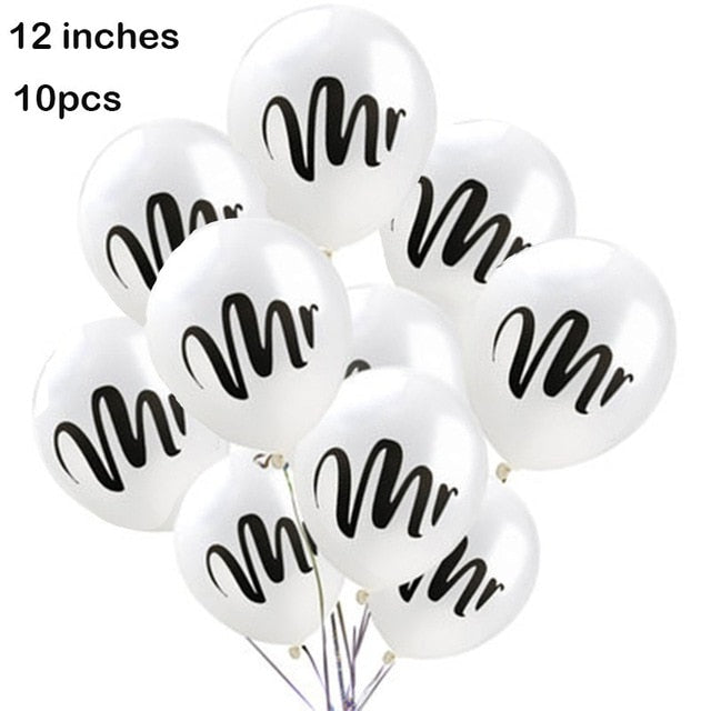 36Inch12inch White Latex Balloon MR MRS Married Love Heart Letter Printed Wedding Balloons Party Decoration Supplies Bride Groom