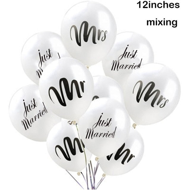 36Inch12inch White Latex Balloon MR MRS Married Love Heart Letter Printed Wedding Balloons Party Decoration Supplies Bride Groom