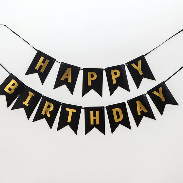 3M Happy Birthday Banner Birthday Party Decorations Kids Gold Hanging Garlands Baby Shower Happy Birthday Bunting Garland Flags