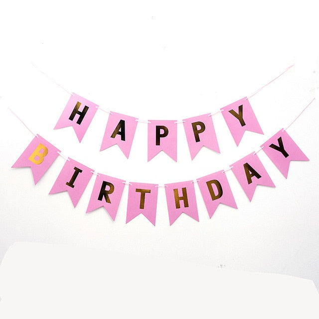 3M Happy Birthday Banner Birthday Party Decorations Kids Gold Hanging Garlands Baby Shower Happy Birthday Bunting Garland Flags