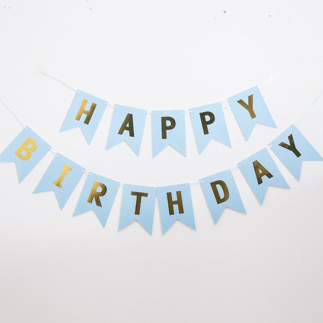 3M Happy Birthday Banner Birthday Party Decorations Kids Gold Hanging Garlands Baby Shower Happy Birthday Bunting Garland Flags